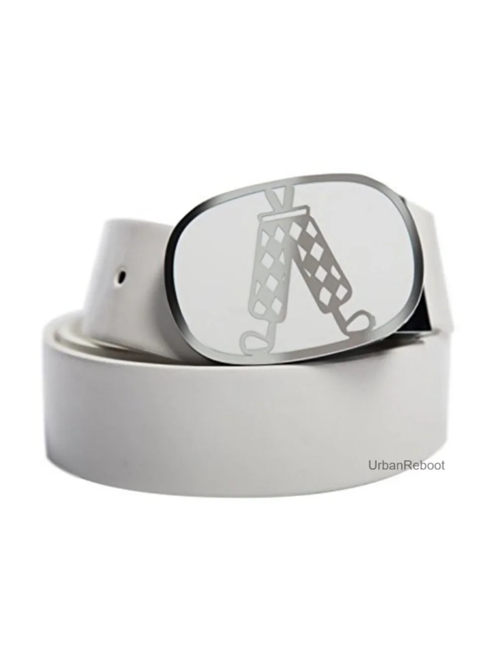 White Golf Belt for Men, Adjustable Faux Leather Belt Fits to 40